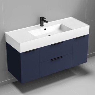 Bathroom Vanity 48 Inch Blue Floating Bathroom Vanity, Modern Nameeks DERIN546